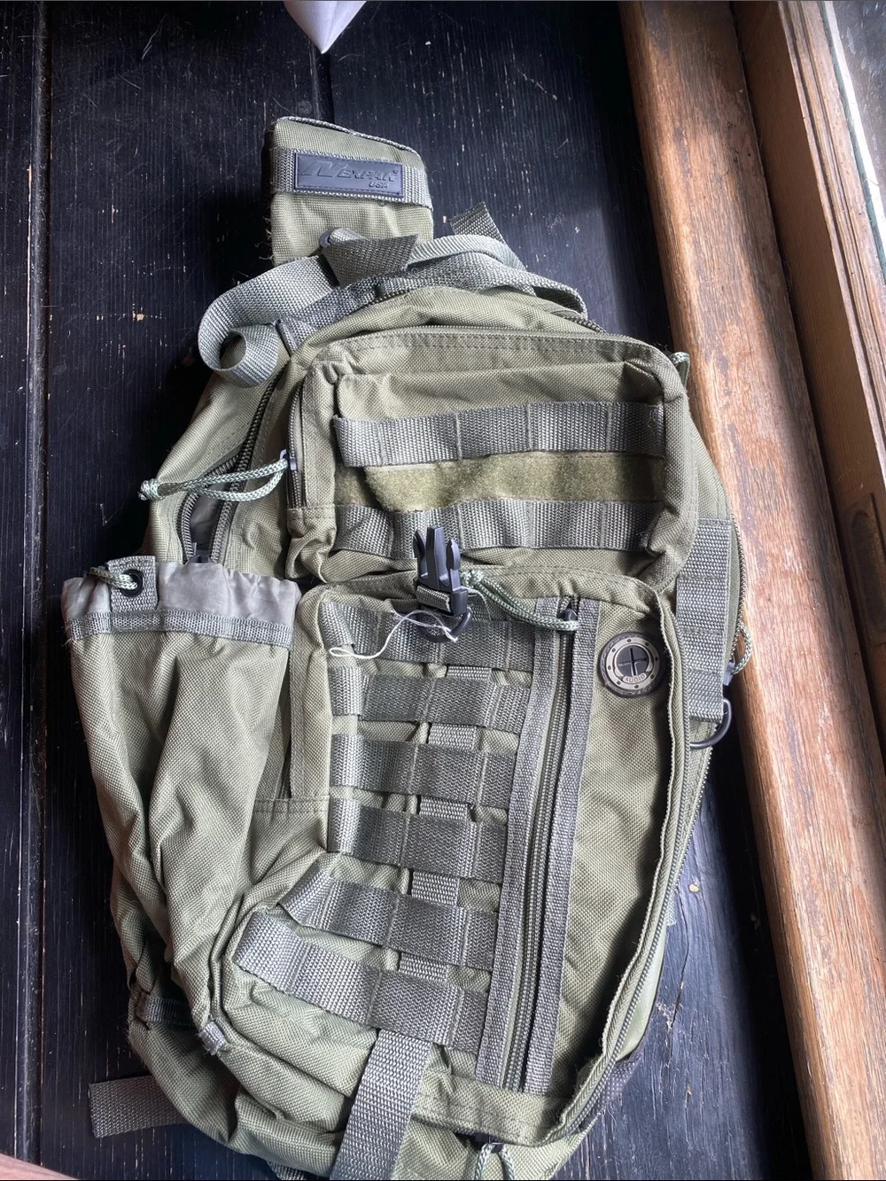 Olive Tactical Sling Backpack with MOLLE Webbing